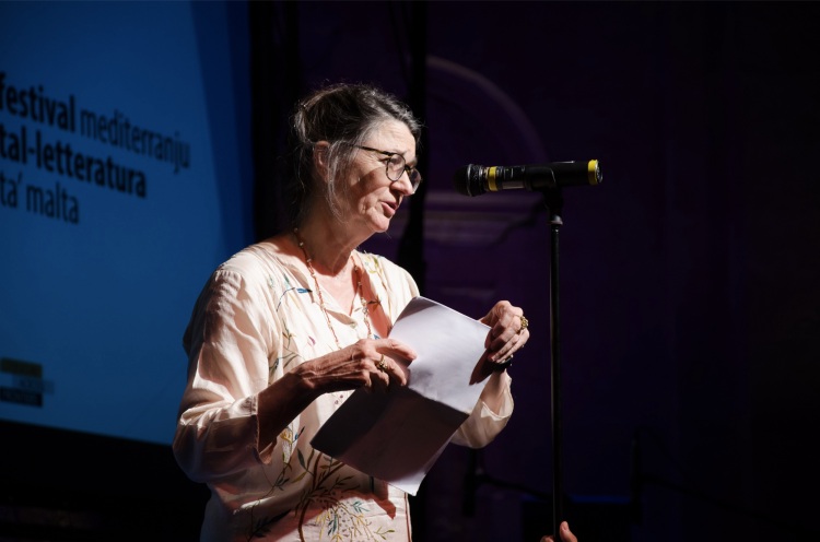 Marina Warner reads from 'Fly Away Home'. Valletta, 29 August 2015. Photo by Virginia Monteforte